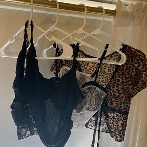 SHEIN Black and Leopard Crop Tops